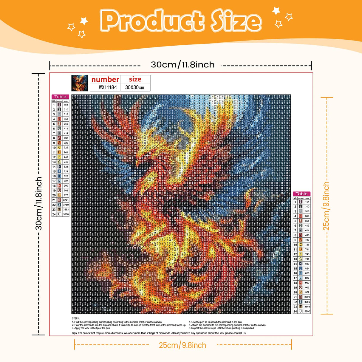 NEWENMO Phoenix Diamonds Painting Kits for Adults Beginner DIY 5D Phoenix Diamond Art Paint with Round Diamonds, Full Drill Gem Art Phoenix Diamonds Painting for Craft Home Wall Decor 12x12 in NEWENMO