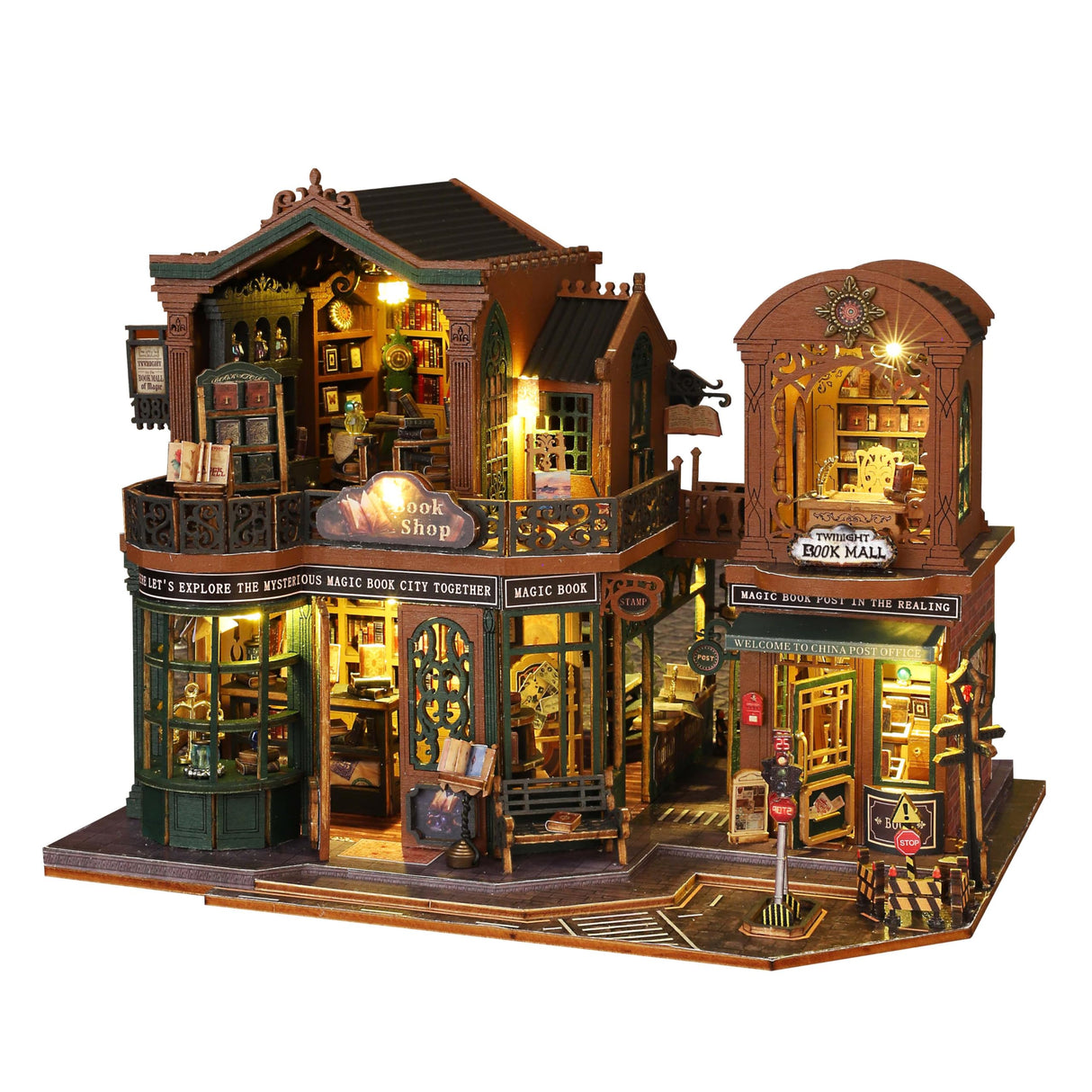 RHZN Miniature House Kit, Dollhouse Kit, Miniature Kit, DIY Mini House Building Kit for Adult, Book Shop RHZN