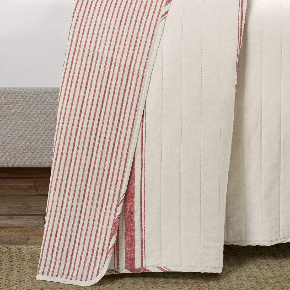 Lush Decor Farmhouse Stripe Reversible Cotton Quilt King Size 3 Piece Set Red - Farmhouse Bedding Set King Quilt - Striped Bedding Lush Decor