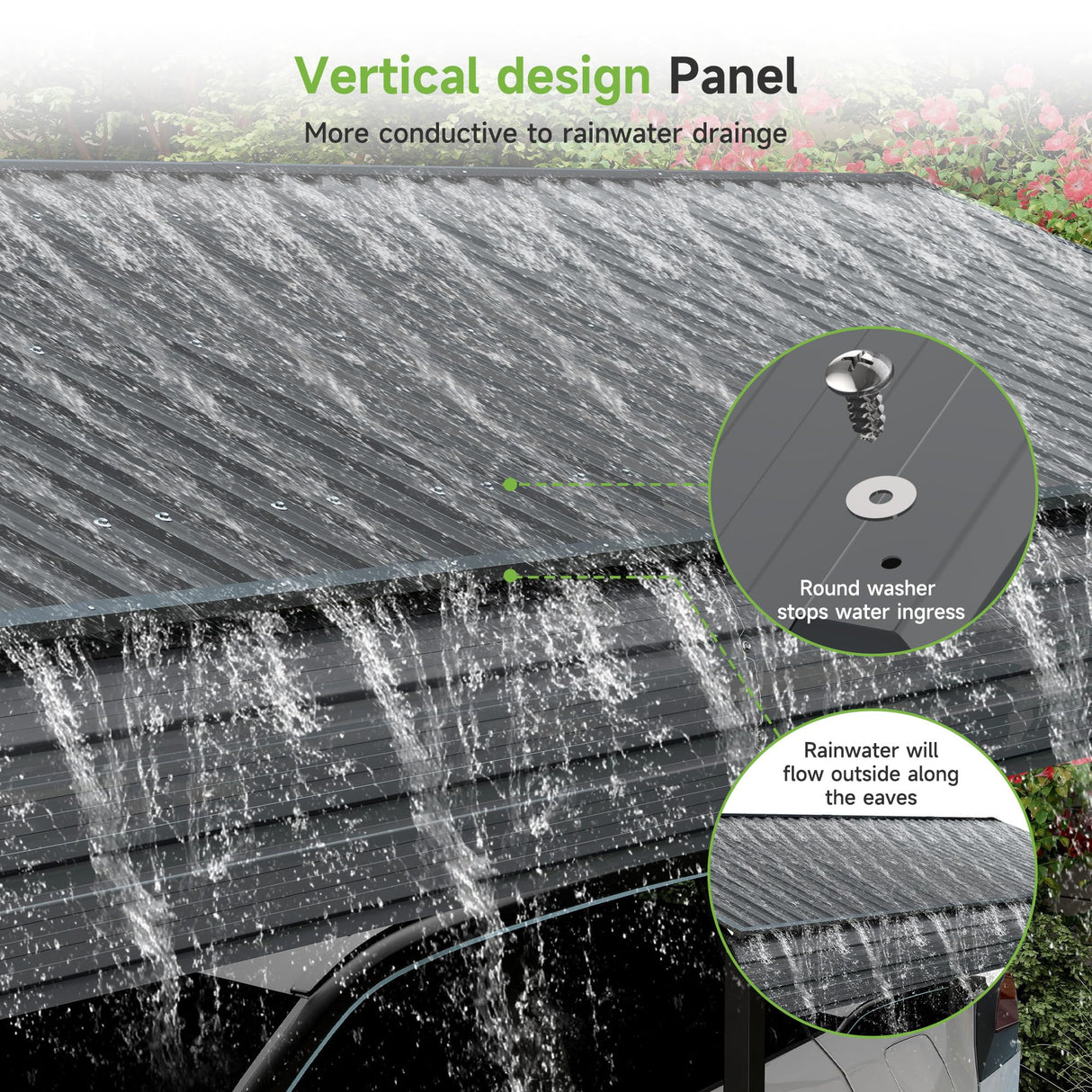 10×15FT Metal Carport, Heavy Duty Car Port, All-Weather Outdoor Storage Trucks, Boats, Cars, Galvanized Steel Roof, Vertical Stripe Design Real Relax