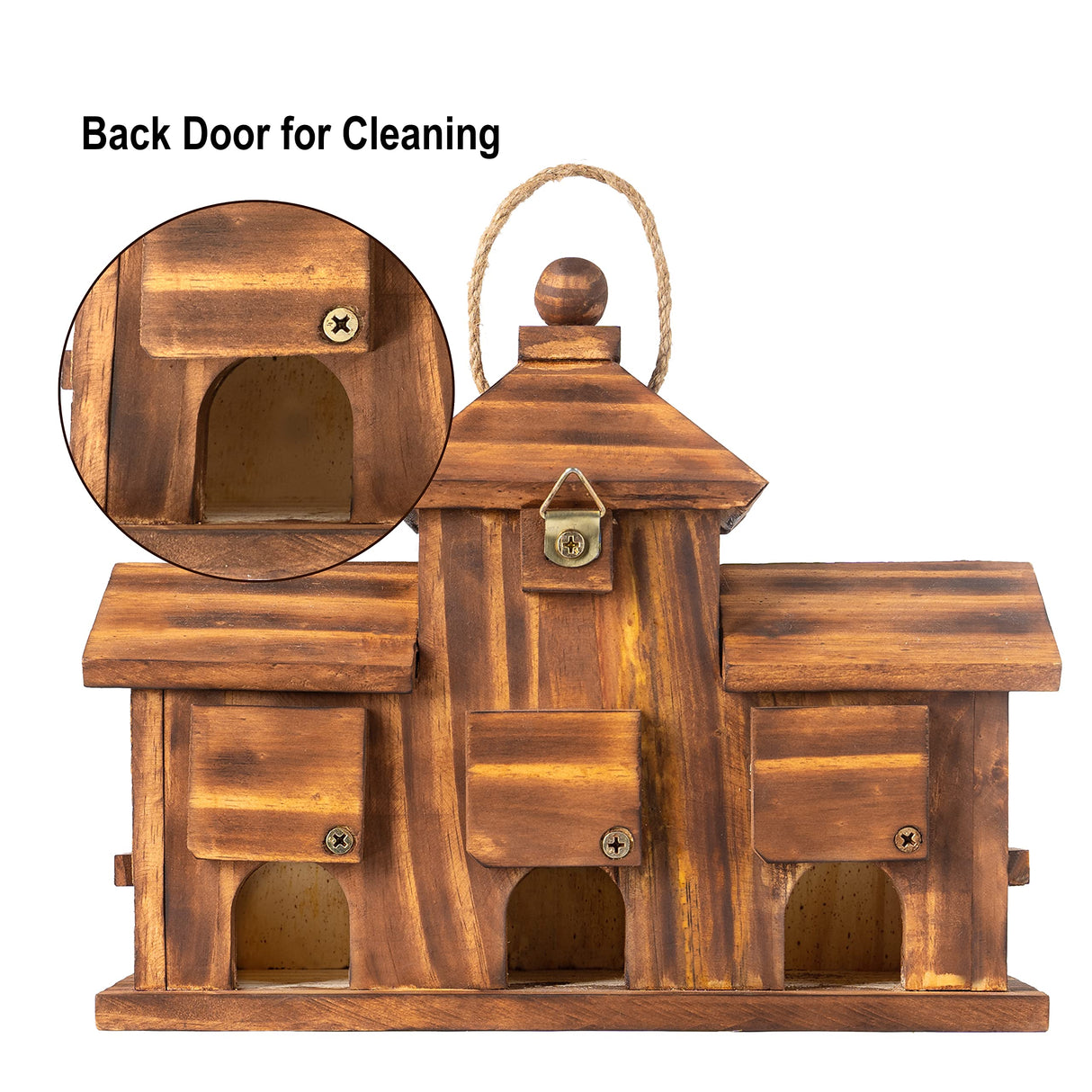 COLEBA Bird Houses for Outside,Outdoor 5 Hole Bird House Room for 5 Bird Families Bluebird Finch Cardinals Hanging Birdhouse for Garden COLEBA