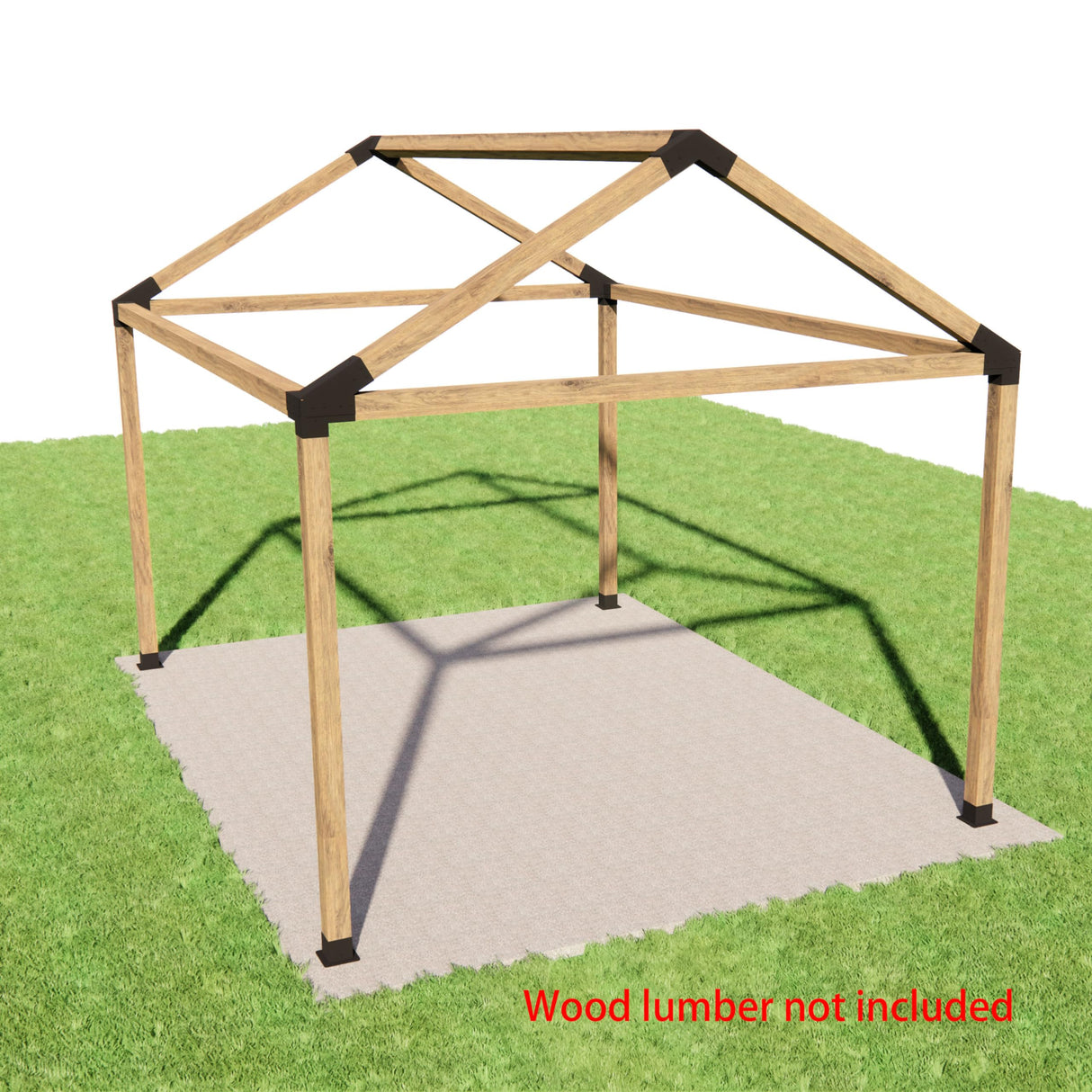 NatureIn Slanted Roof Pergola Brackets 4 x 4–Pergola DIY Bracket kit with Screws for Wood Beams,– Durable Steel Pergola Kit – Ideal for Wood Stand Pergolas, Gazebo, Sheds, Matte Black Coated NatureIn