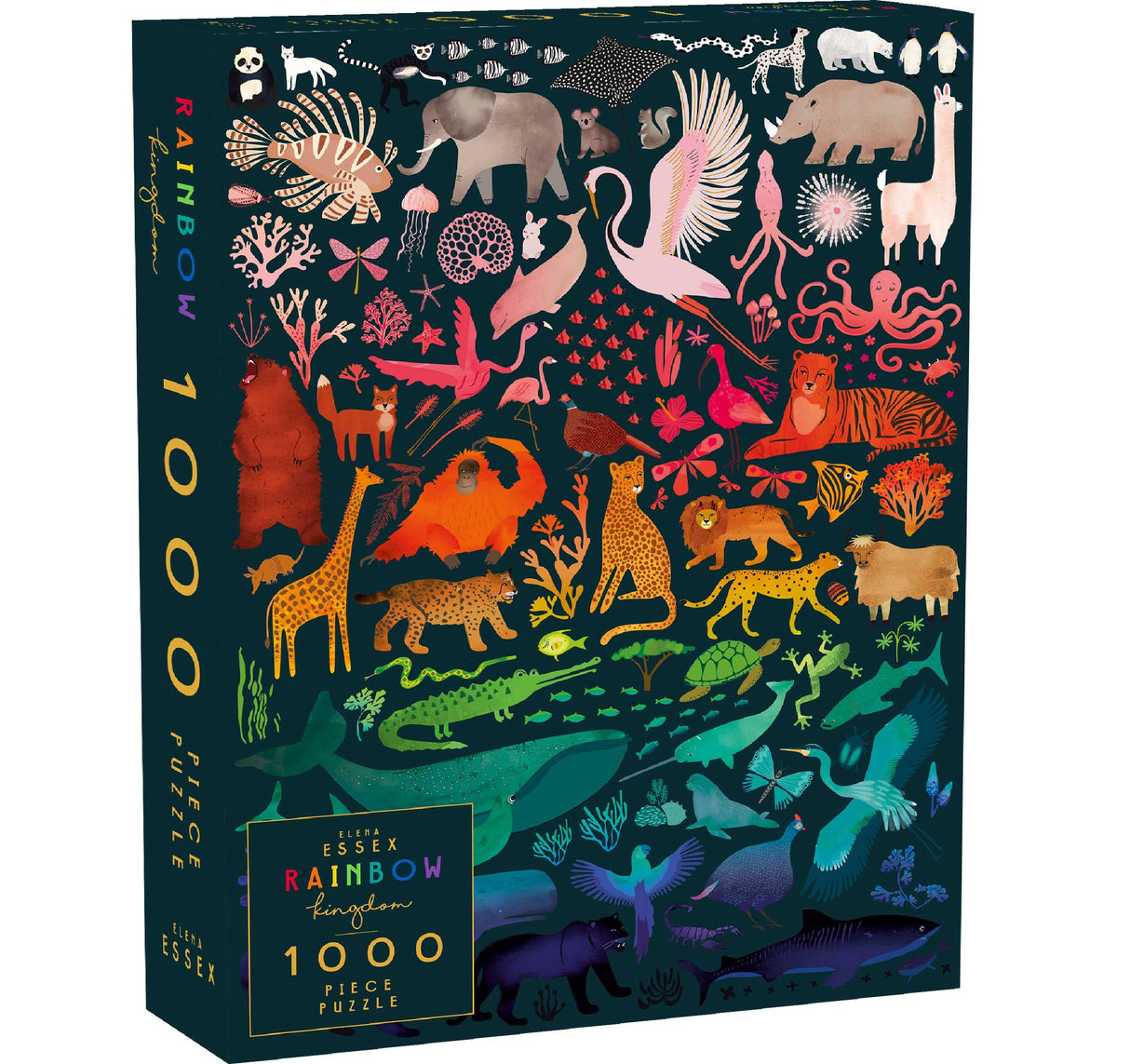 Elena Essex Puzzles for Adults - Rainbow Kingdom | 1000 Piece Puzzle | Jigsaw Puzzles 1000 Pieces | Pride Rainbow Animal Gradient Puzzle | Adult Puzzles Size 20 x 28 inches Elena Essex