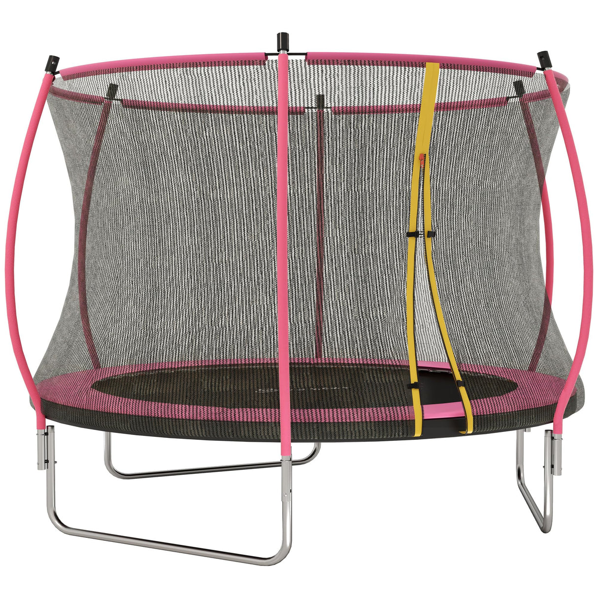 Soozier 10ft Trampoline Outdoor, Recreational Trampoline with Net Enclosure, Curved Poles and Safety Spring Cover for Kid Adults, ASTM Approved, Pink Soozier
