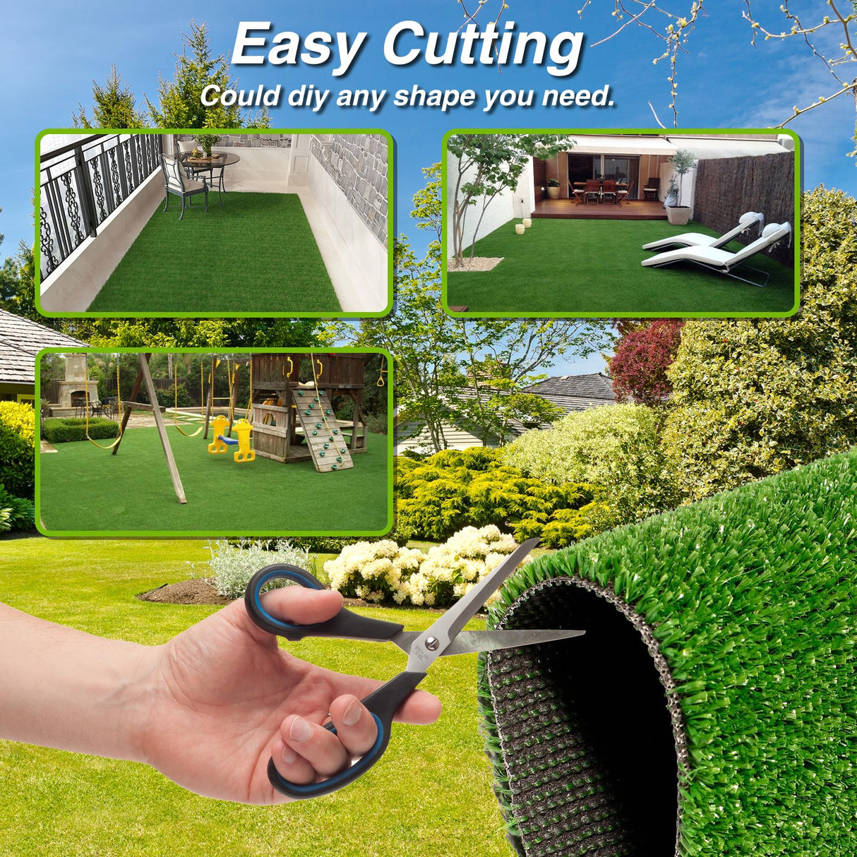 XLX TURF Outdoor Artificial Grass Rug 4FT X 4FT, Green Synthetic Turf Floor Mat for Balcony, Patio, Yard, Pets Dogs Grass Pad XLX TURF