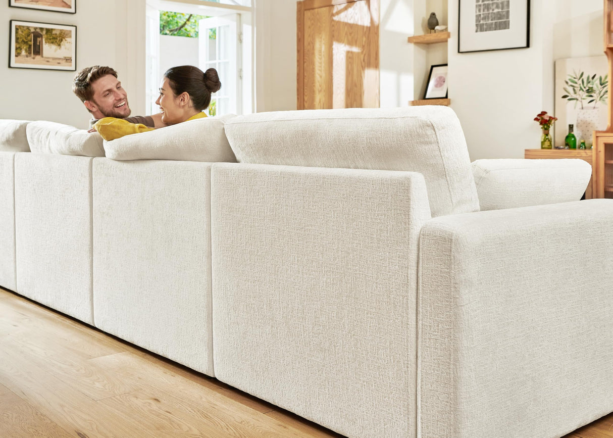 HONBAY Modular Sectional Sofa, Sectional Couch with Storage Seats, Chenille Sectional Couches for Living Room, Beige HONBAY