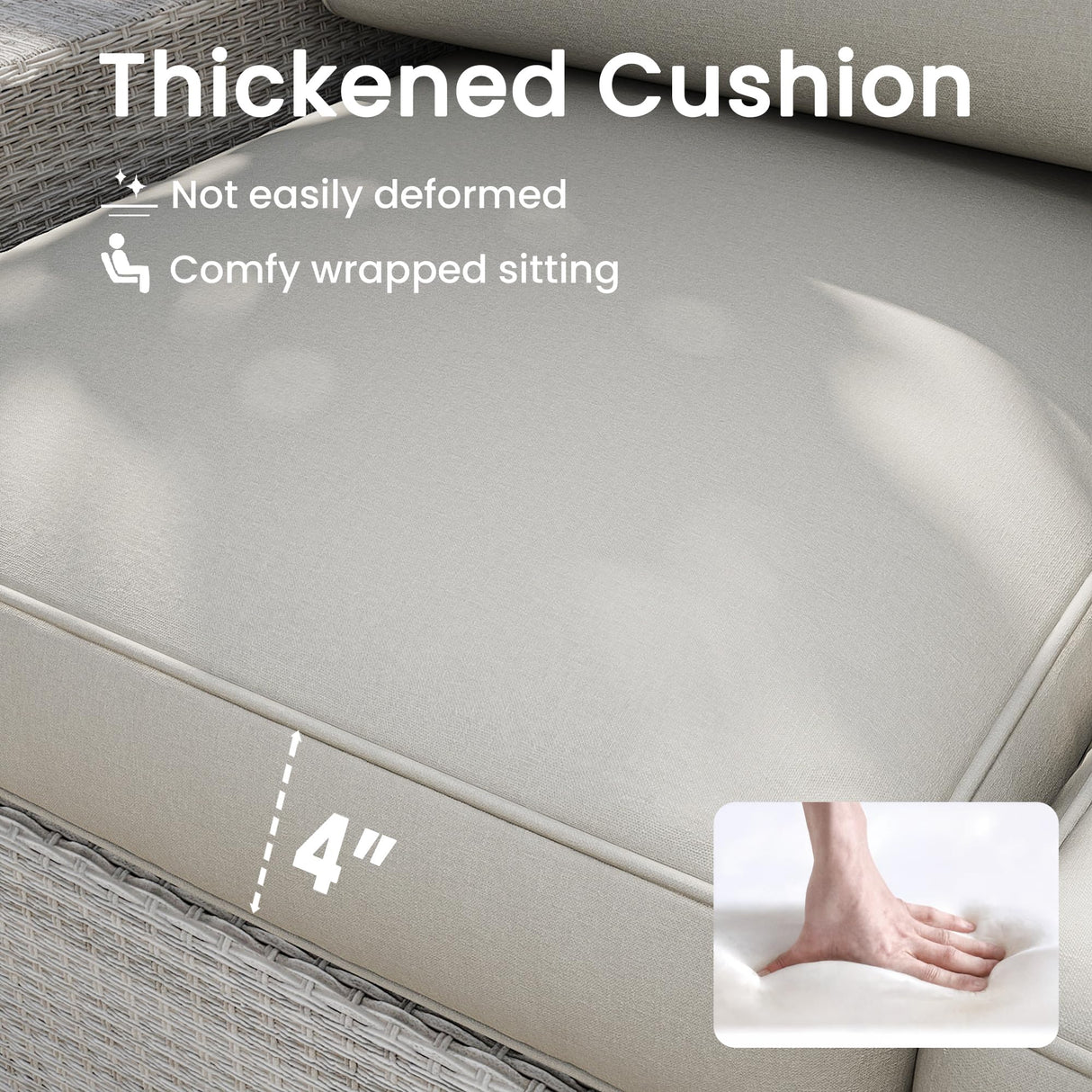 olimix 8 Piece Outdoor Patio Furniture Set, Outdoor Sectional Furniture, Rattan & Wicker Modern Modular Conversation Set Sofa Couch W/Water Resistant Washable Thick Cushions and Coffee Table, Beige olimix