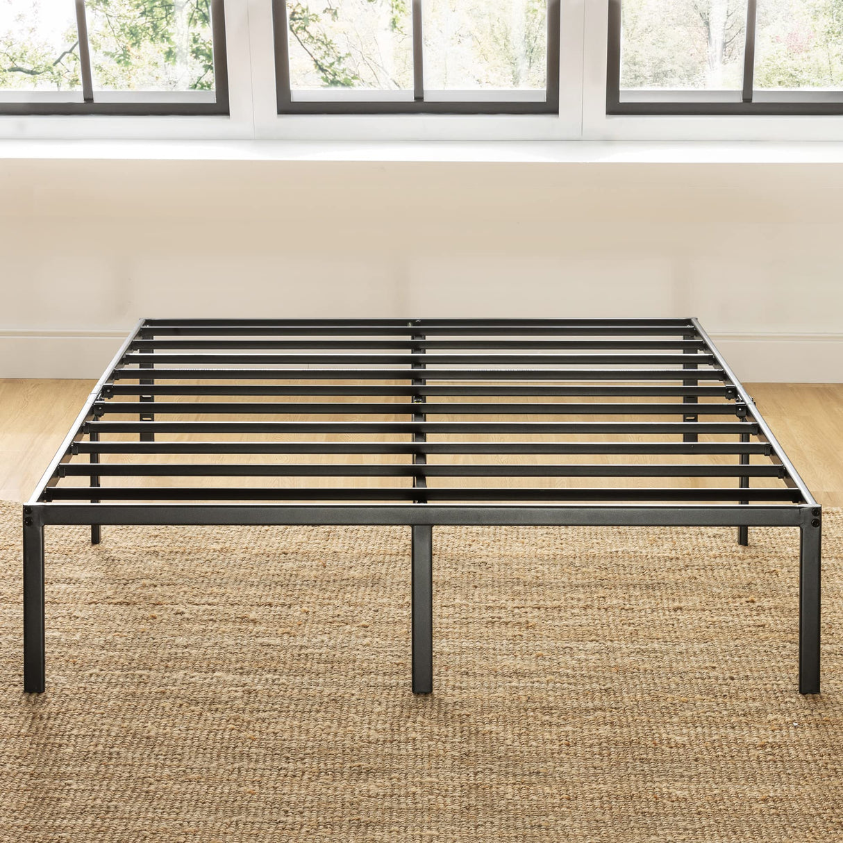 Best Price Mattress 14 Inch Metal Platform Beds w/Heavy Duty Steel Slat Mattress Foundation (No Box Spring Needed), Black Best Price Mattress