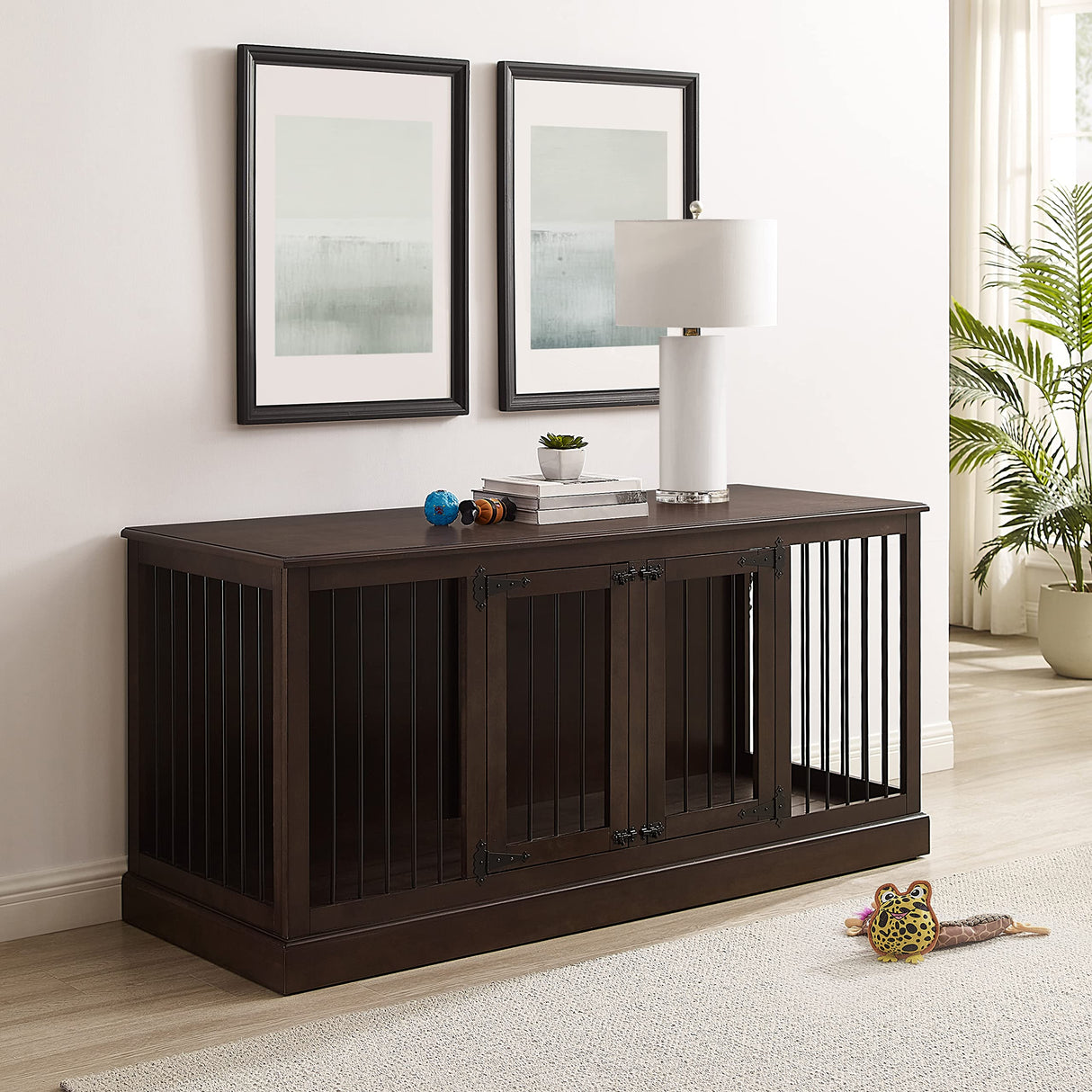 Crosley Furniture Winslow Medium Credenza Dog Crate Kennel for Pets, Dark Brown Crosley Furniture