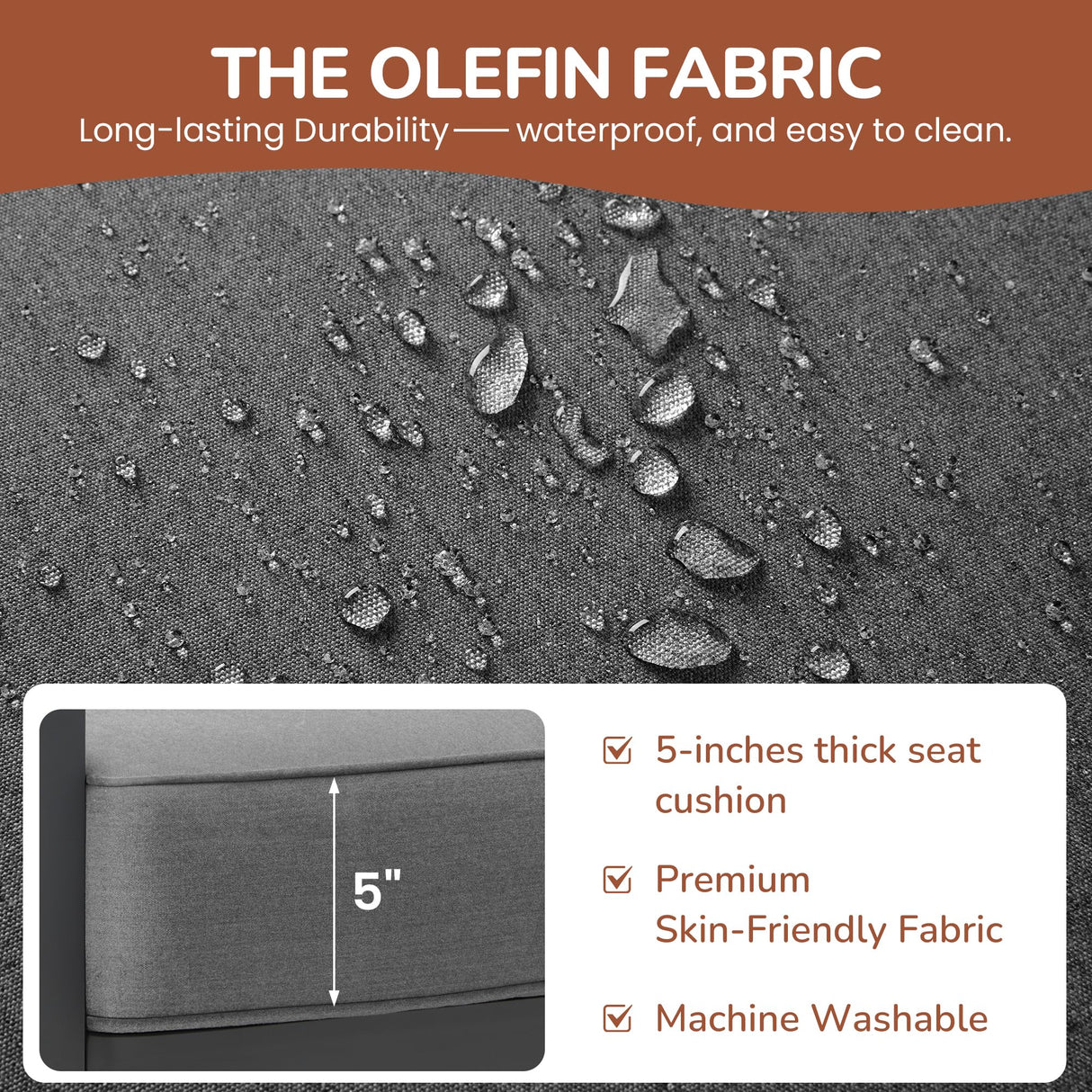 Solaste Outdoor Aluminum Furniture Set,4 Pieces Patio Sectional Chat Sofa Outdoor Conversation Set with Table,Dark Grey Solaste