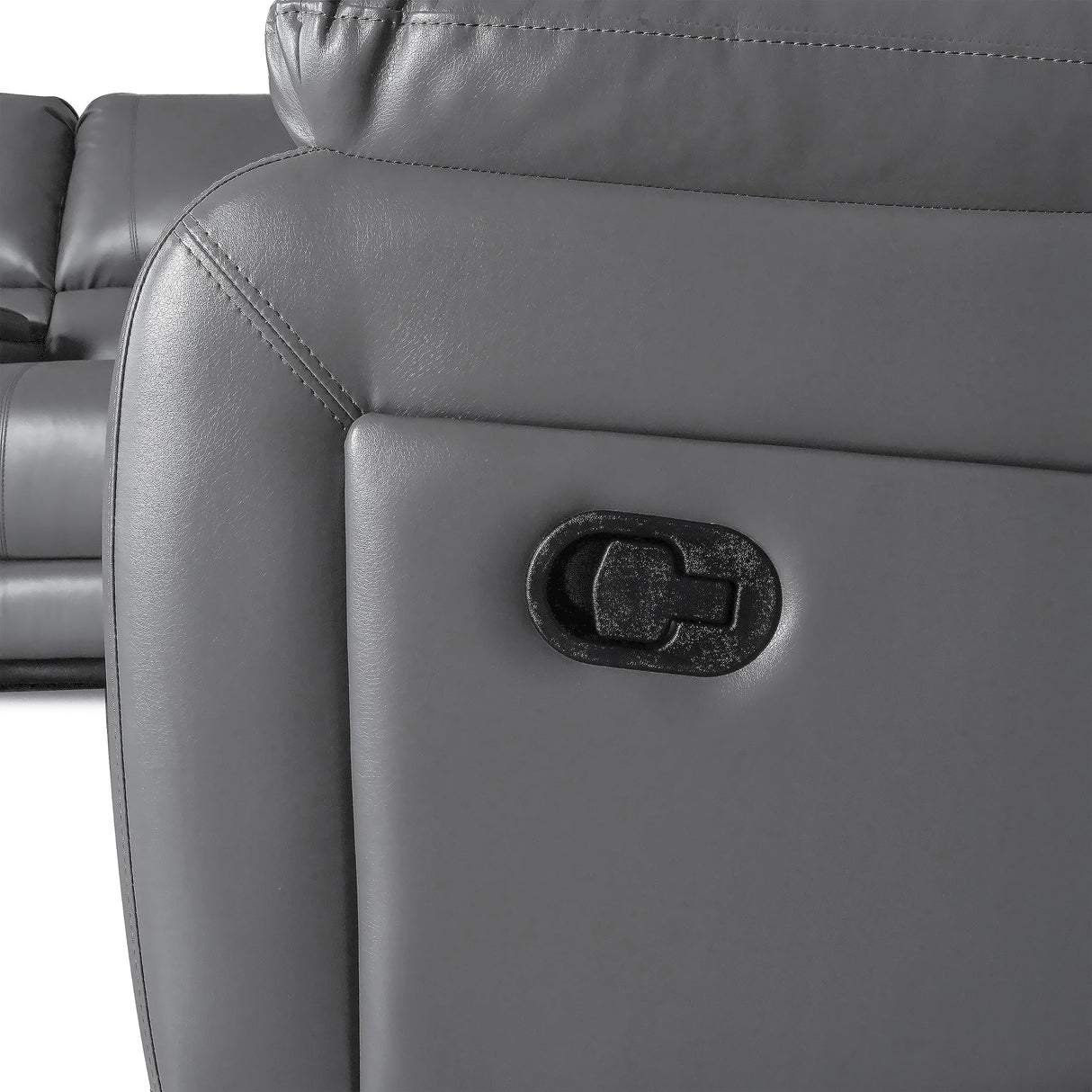 UR livingroom Modular Sectional Sofa PU Leather Manual Recliner Sofa Symmetrical Sectional Couches for Living Room Livingroom Furniture Sets, Grey UR livingroom