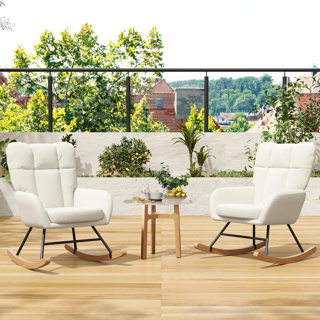 AYEASY Rocking Chair Nursery, Teddy Baby Nursery Rocking Chairs, Modern Nursing Chair for Breastfeeding, Nursery Rocker for Small Spaces Indoor, Accent Glider Chairs for Living Room, Bedroom, Beige AYEASY