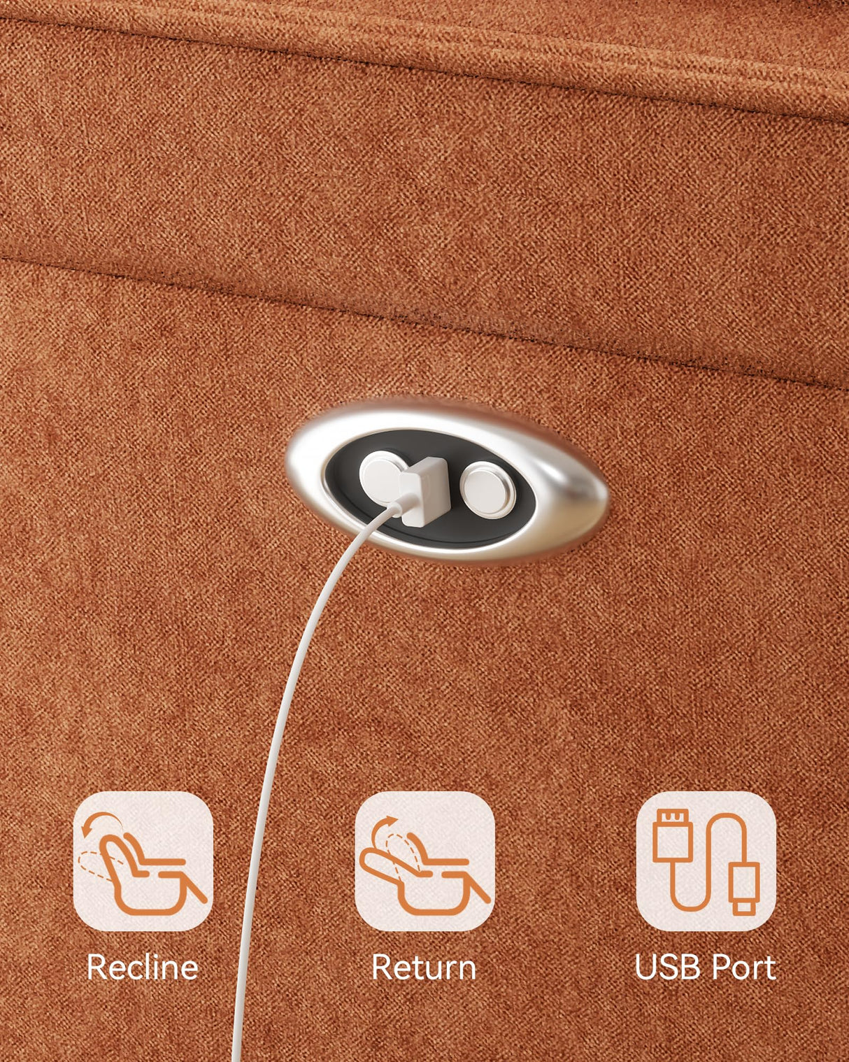 Susalt Power Recliner Chair with Adjustable Backrest Footrest, Ultra-Comfy Velvet Reclining Chair with Overstuffed Arms & Lumbar Support USB Port for Living Room Bedroom, Tool-Less (Brown) Susalt