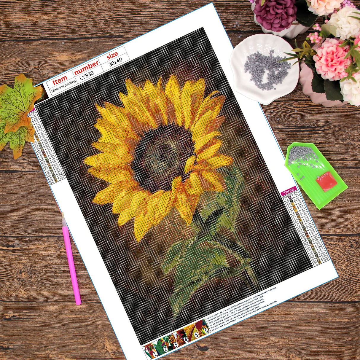 APCGSM Sunflower Diamond Painting Art Kit for Adults, 5D Full Drill DIY Craft, 11.8 x 15.7 inch APCGSM
