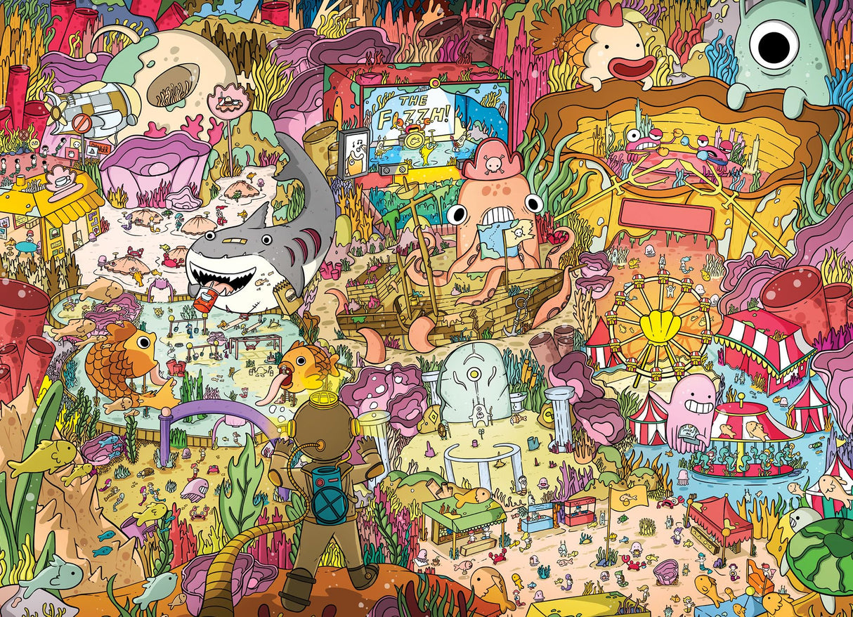 Cross & Glory - Seamonster Shenanigans - 1000 Piece Jigsaw Puzzle for Adults & Kids 12+ | Colorful Underwater Scene with Whimsical Sea Creatures | Family Fun Cross & Glory