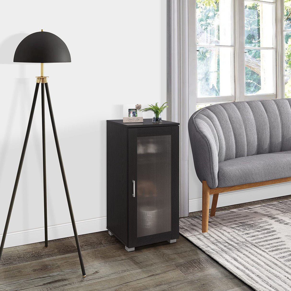 Kings Brand Furniture - Accent Buffet Curio Storage Cabinet with Glass Door for Living Room, Bedroom, Kitchen, Office, and Entryway - Black Kings Brand Furniture