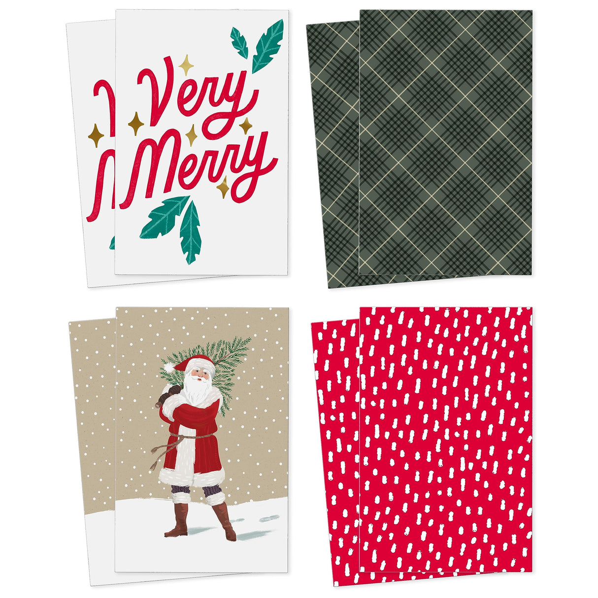 Hallmark Large Christmas Gift Boxes with Lids (8 Sweater Boxes, Rustic Santa, Plaid, "Very Merry," Red with White Speckles) for Christmas, Holiday Parties, Hostess Gifts Hallmark
