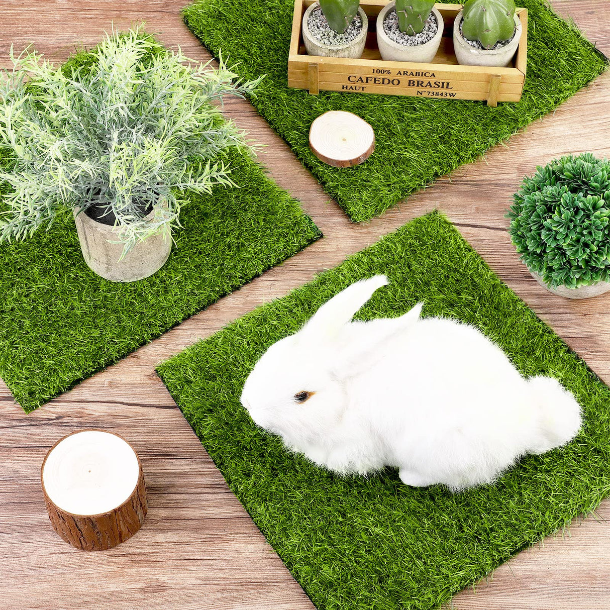 TURSTIN 6 Packs Artificial Grass Square Mat 12 x 12 Inch Fake Grass Turf Patch with Drainage Hole Synthetic Garden Grass Tiles Realistic Grass Rug for DIY Indoor Outdoor TURSTIN