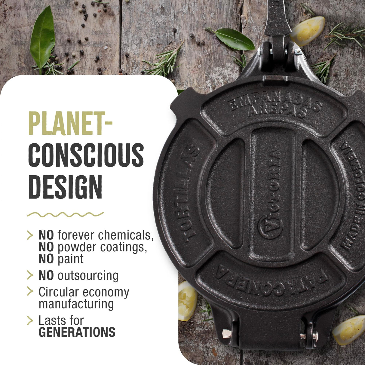 Victoria Cast Iron Tortilla Press, Tortilla and Roti Maker, Made in Colombia, 8 Inches Victoria