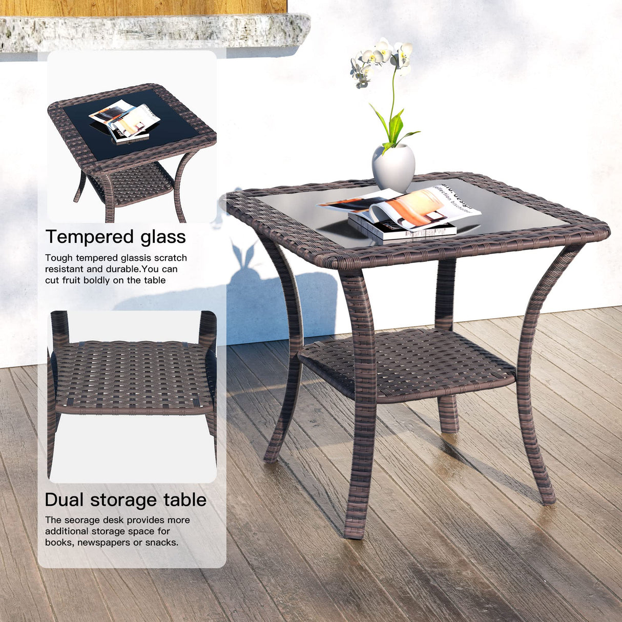 Kullavik 13PCS Outdoor Patio Furniture Set,PE Wicker Rattan Sectional Sofa Patio Conversation Sets with 43" 55000BTU Gas Propane Fire Pit Table,Swivel Rocking Chairs Set,Blue Kullavik