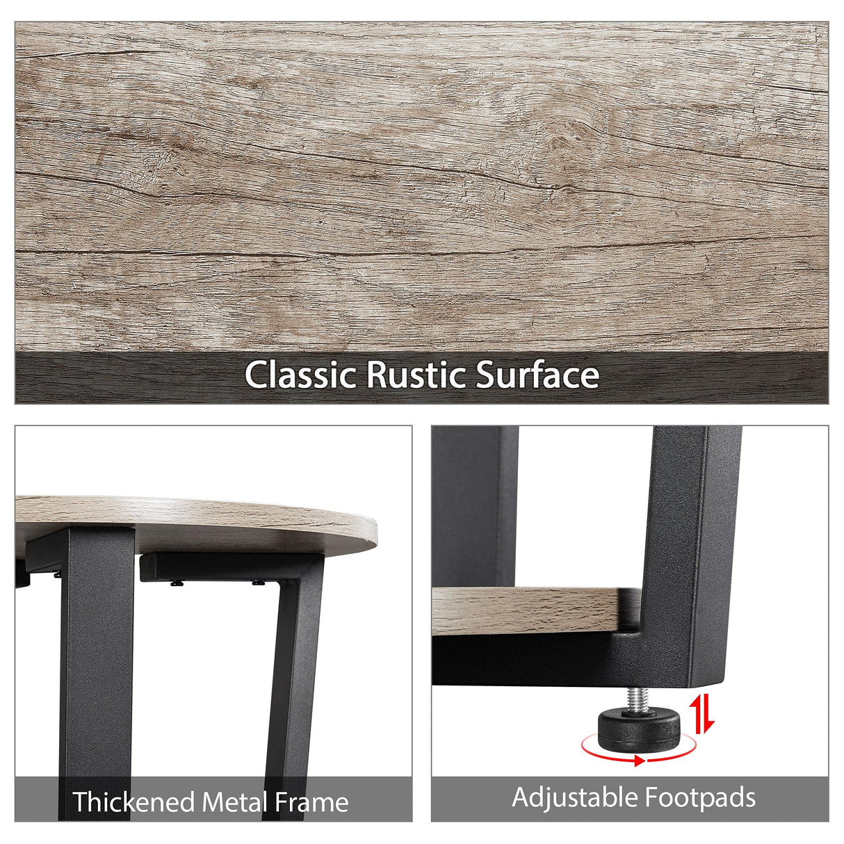 Yaheetech Farmhouse Round End Table with Storage Shelf, 2 Tier Side Table with Metal Frame and Sturdy Wood, Sofa Side Table for Living Room Small Spaces, Easy Assembly, Gray Yaheetech