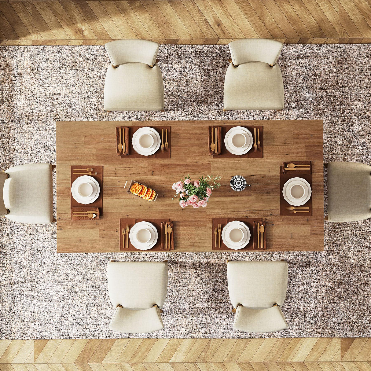 Tribesigns 63-inch Dining Table for 4-6, Farmhouse Kitchen Table with Large Tabletop, Rectangular Dinner Eating Table for Dining Room, Living Room, Kitchen Tribesigns