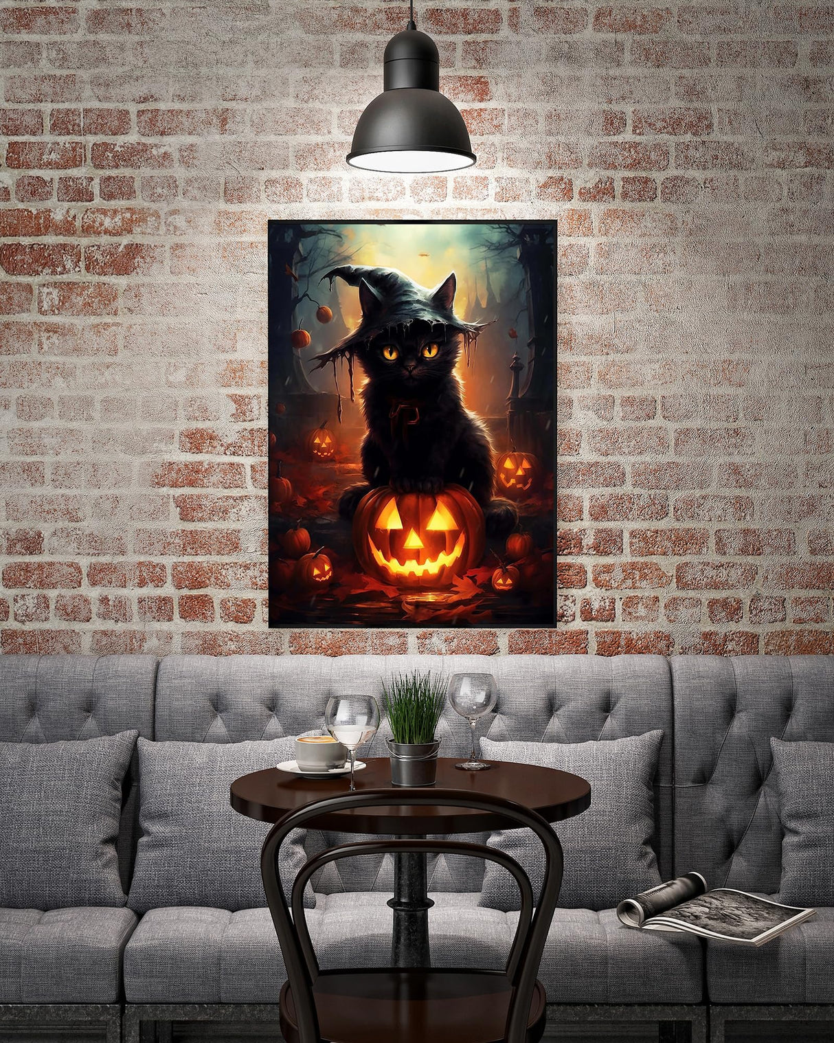 KINPLUB Halloween Cat Diamond Painting Kits for Adults, 5D Diamond Art Kits for Beginners, DIY Full Round Drill Paint by Diamonds Dots, Home Wall Decor 12 x 16 Inch KINPLUB