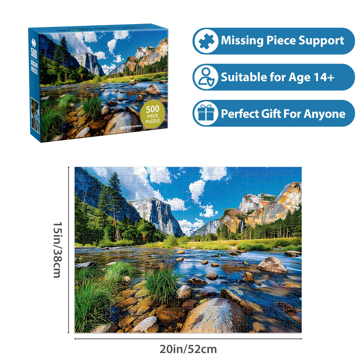 Nature Puzzle for Adult 500 Piece Puzzle Mountain Lake Landscape Puzzle Scenery, Jigsaw Puzzles Scenic, Art Home Decor DIY Funny Challenging Puzzle Game Toy for Mom, Wife, Friend Jeacirio