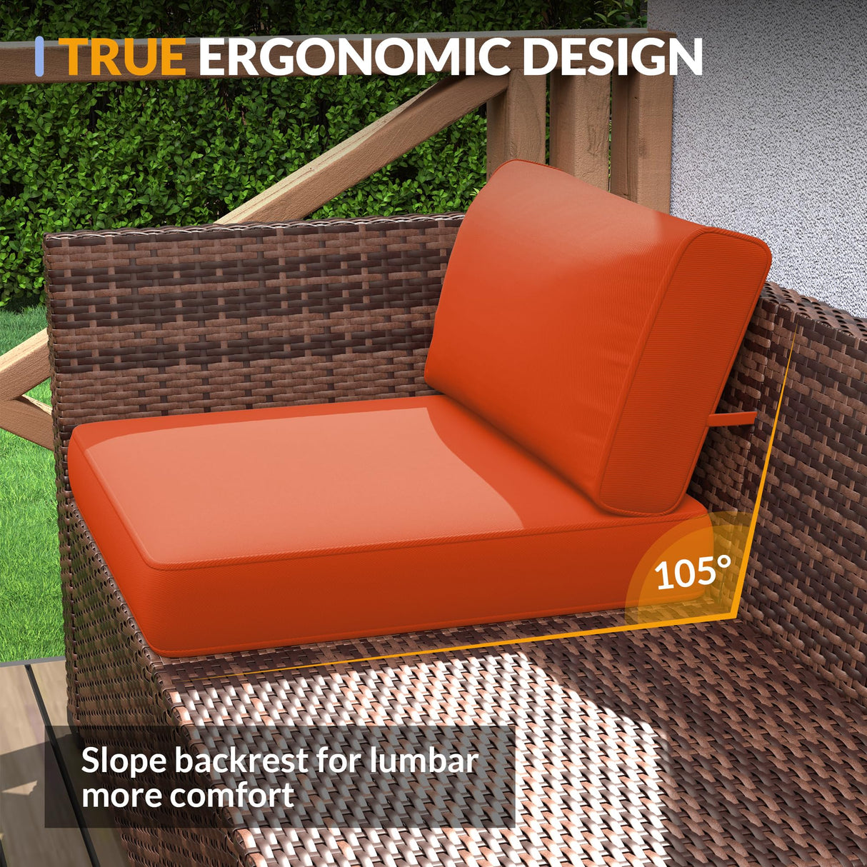 Poteban Patio Furniture Set, 7 Pieces Outdoor Modular Conversation Set Wicker Sectional Sofa for All Weather Rattan Patio Couch for Porch Garden Backyard Balcony Poolside (Orange) Poteban