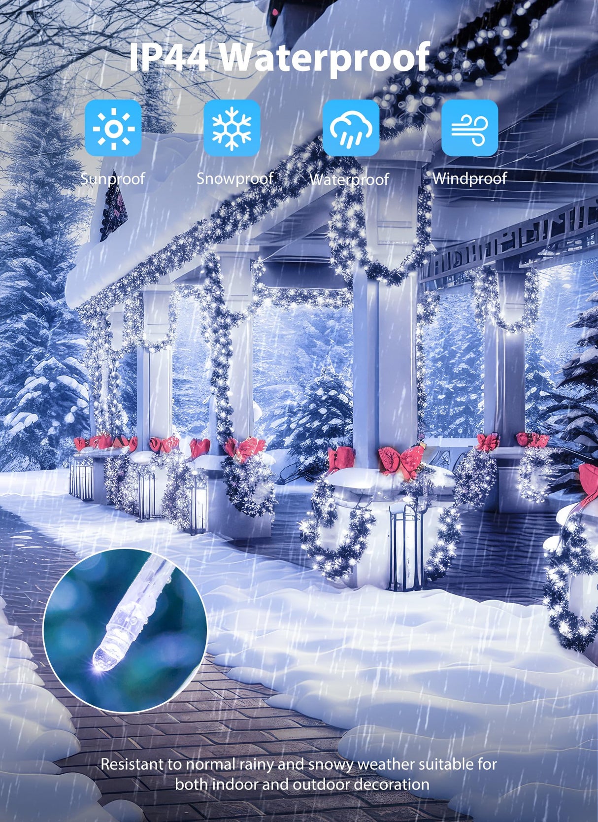 Minetom Christmas Lights Outdoor Cluster Lights - 1000 LED 50 Ft Christmas Firecrackers String Lights, 12 Modes Timer Waterproof Plug in Twinkle Fairy Light for Xmas Tree Garland Party, Cool White Minetom