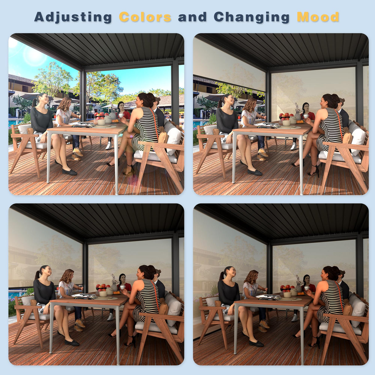 YOLENY 10x20ft Louvered Pergola, Outdoor Pergola with Adjustable Rainproof Roof, Aluminum Gazebo with 6 Panels Pull-Down Screen for Patio, Lawn, Garden, Backyard, Deck, Dark Gray YOLENY