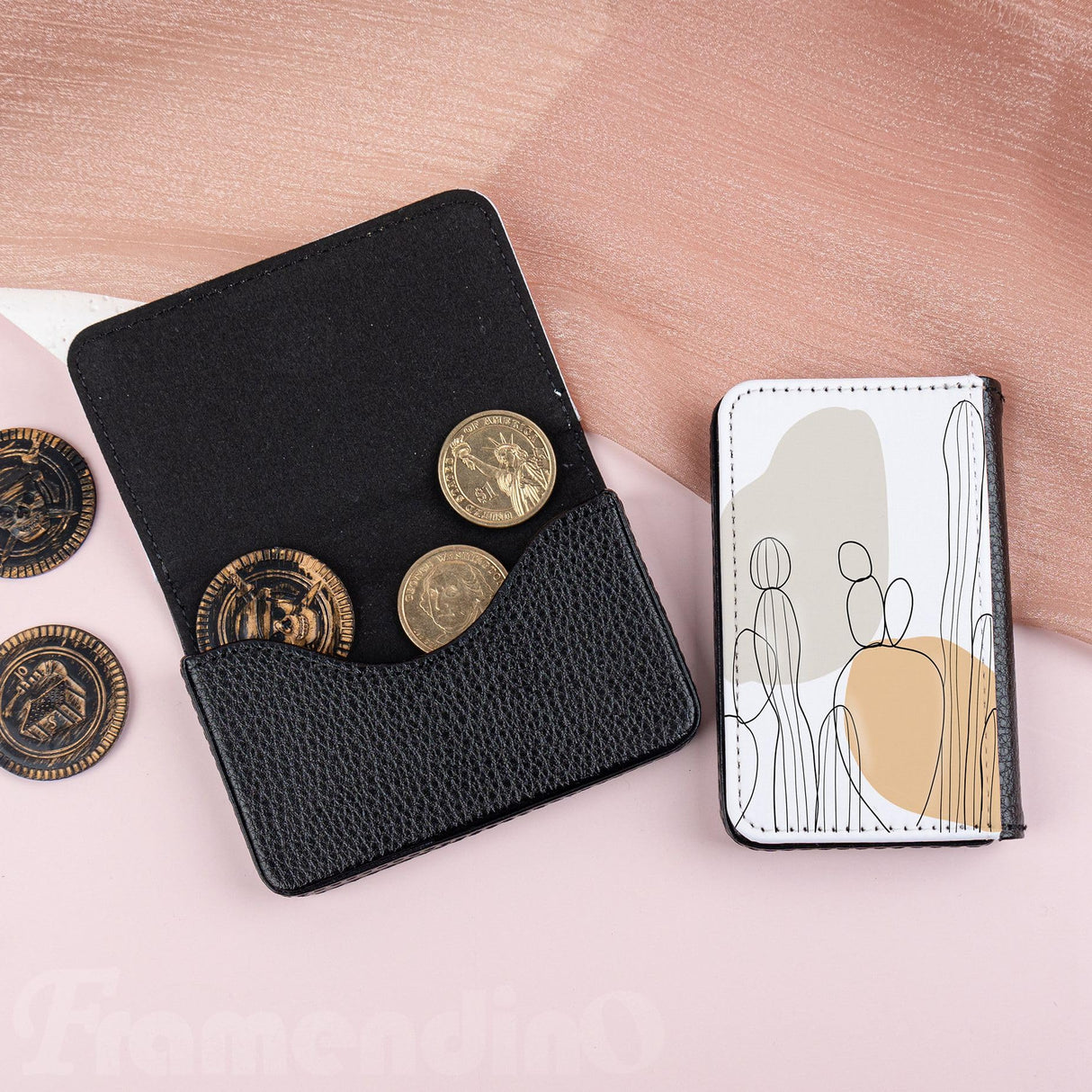 Framendino, 4 Pack Sublimation Blank Business Card Holder PU Leather Name Card Case Pocket for Office Supplies Framendino