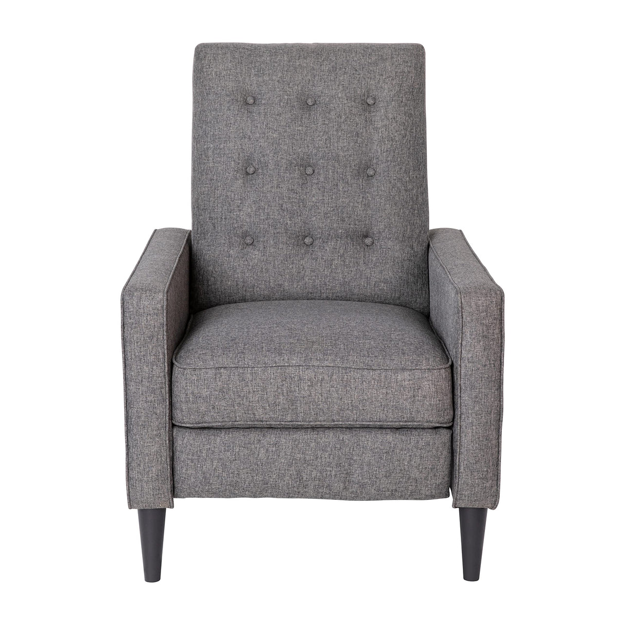 Flash Furniture Ezra Ezra Pushback Recliner - Mid-Century Modern Gray Fabric Upholstery - Button Tufted Back - Residential & Commercial Use Flash Furniture