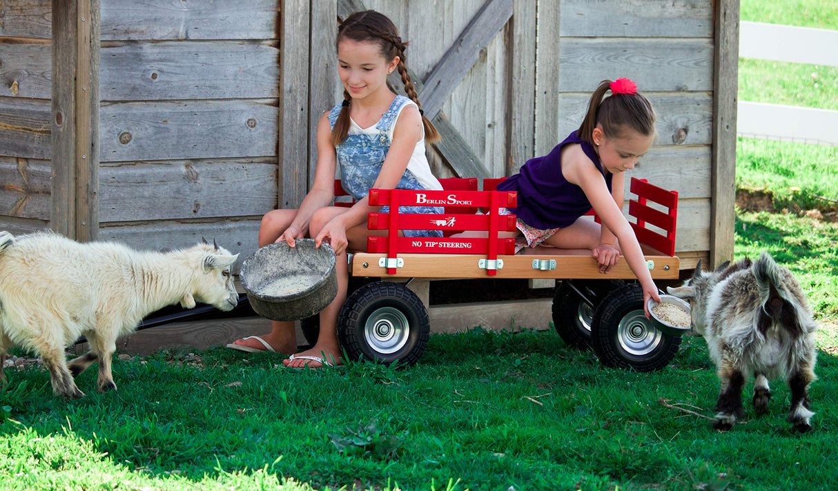 Berlin Flyer Sport Kid's Wagon - Model F410 - Amish Made in Ohio, USA - 10" No-Flat Tires (Red) premier wagons