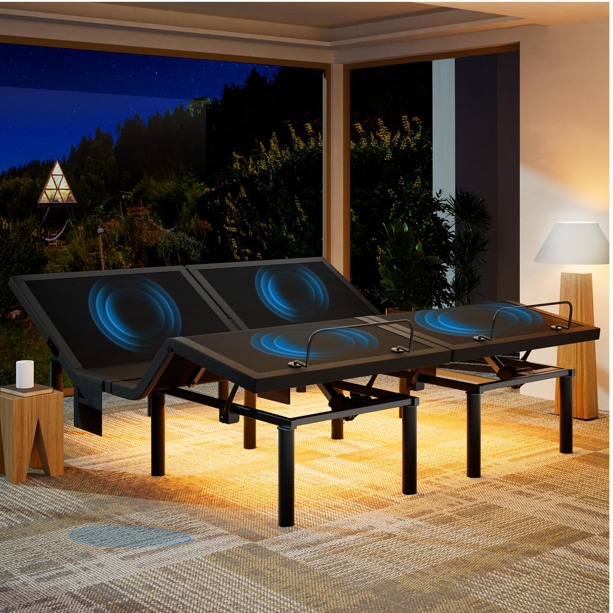 Marsail NS1 Split King Adjustable Bed Base with Massage- Smart Dual Motor Bed Frame with Wireless Remote, 3-Min Assembly, 4 USB Ports, Zero Gravity & Anti-Snore Mode Marsail