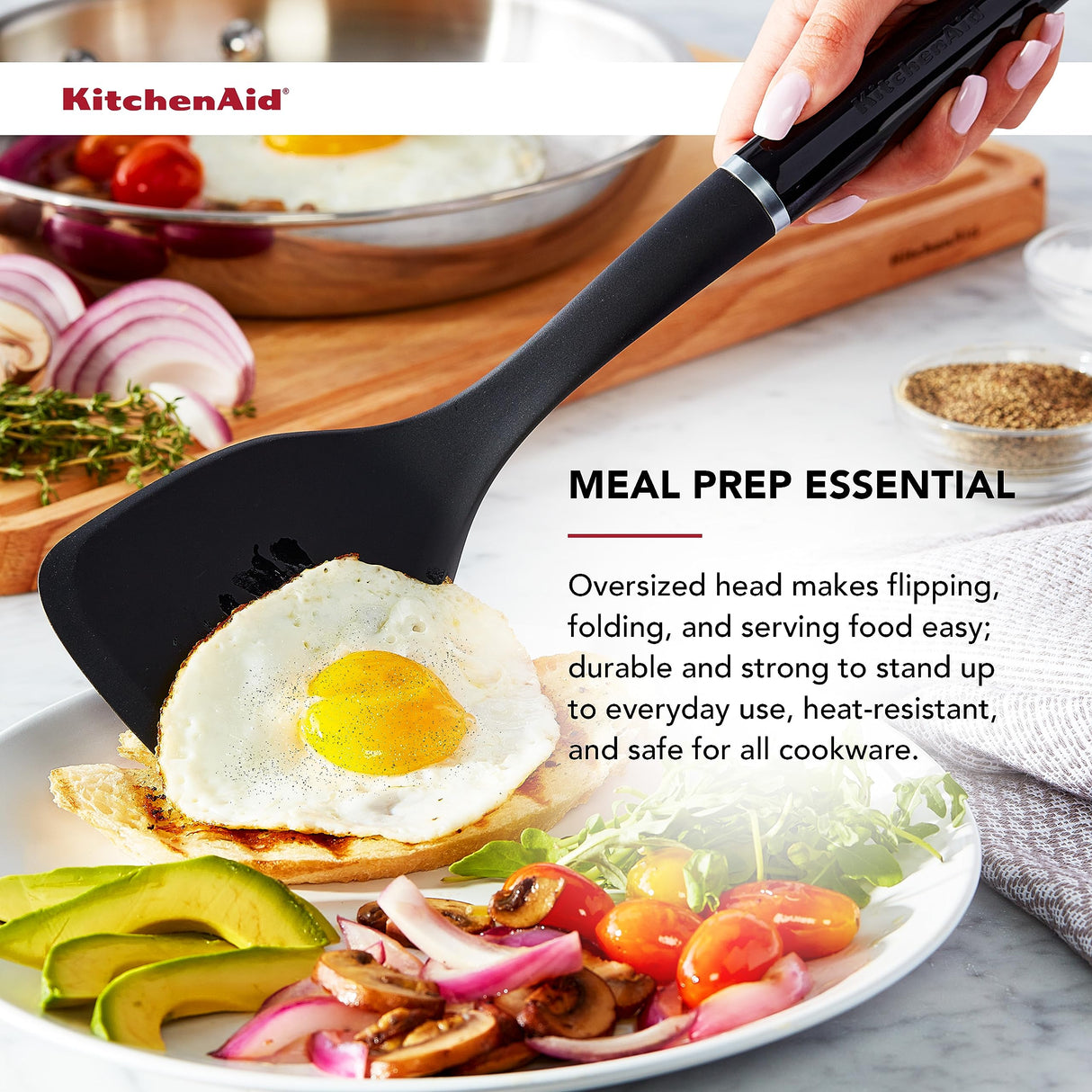 KitchenAid Classic Solid Turner, Black, 13.5x 3.3 Inch KitchenAid