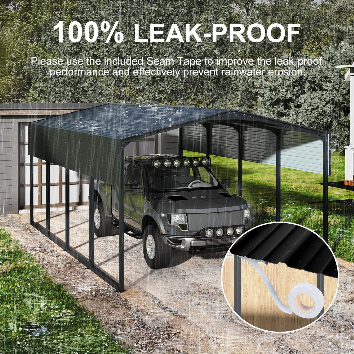 WELYAS 20×12 FT Heavy Duty Carport Canopy with Galvanized Steel Frame and Roof, All Metal Carport Garage, Car Shelter for Trucks, Boats, Tractors WELYAS