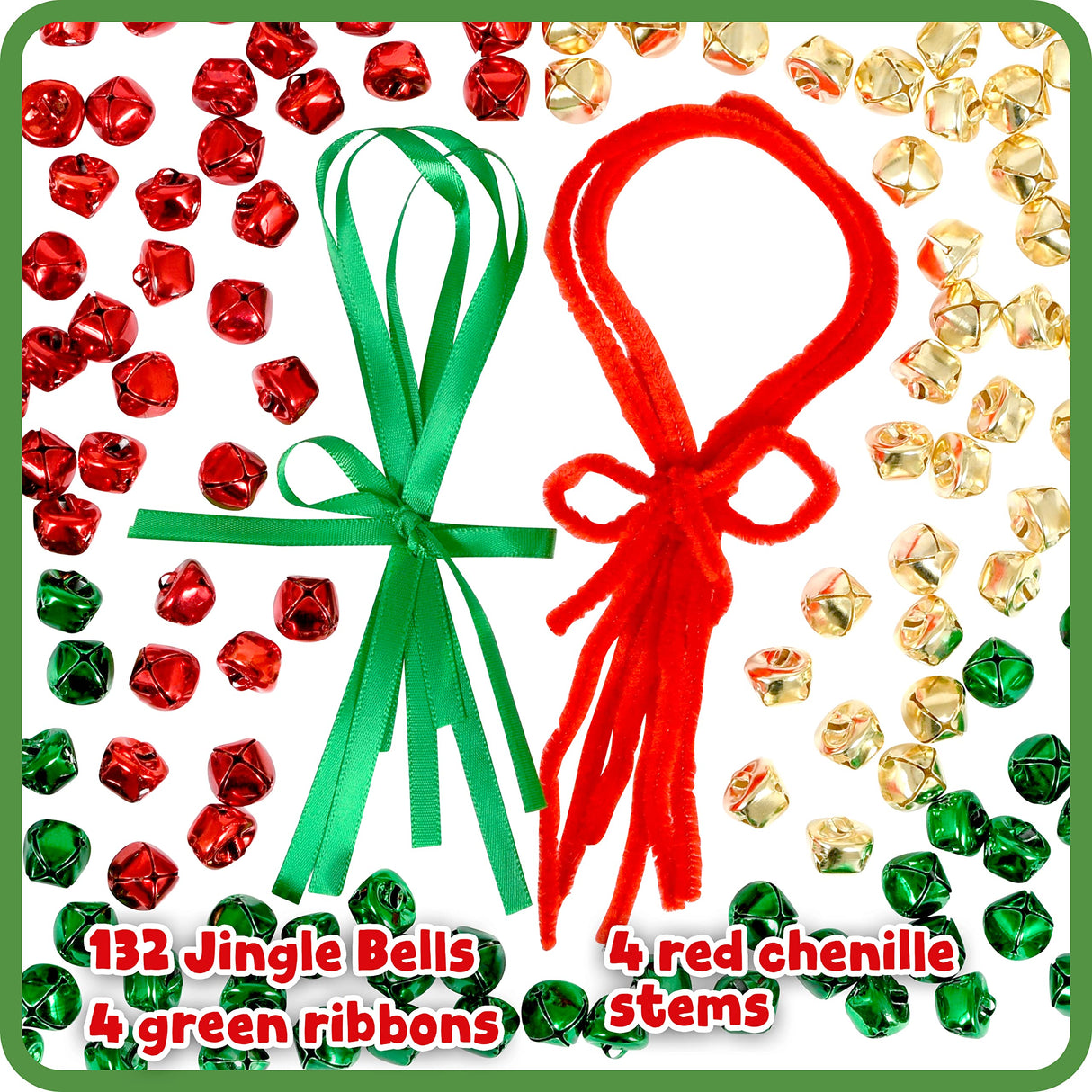 READY 2 LEARN Christmas Crafts | Create Your Own Jingle Bell Wreath Ornaments | Set of 4 | DIY Ornaments for Kids | Christmas Tree Decoration | All Materials Included READY 2 LEARN