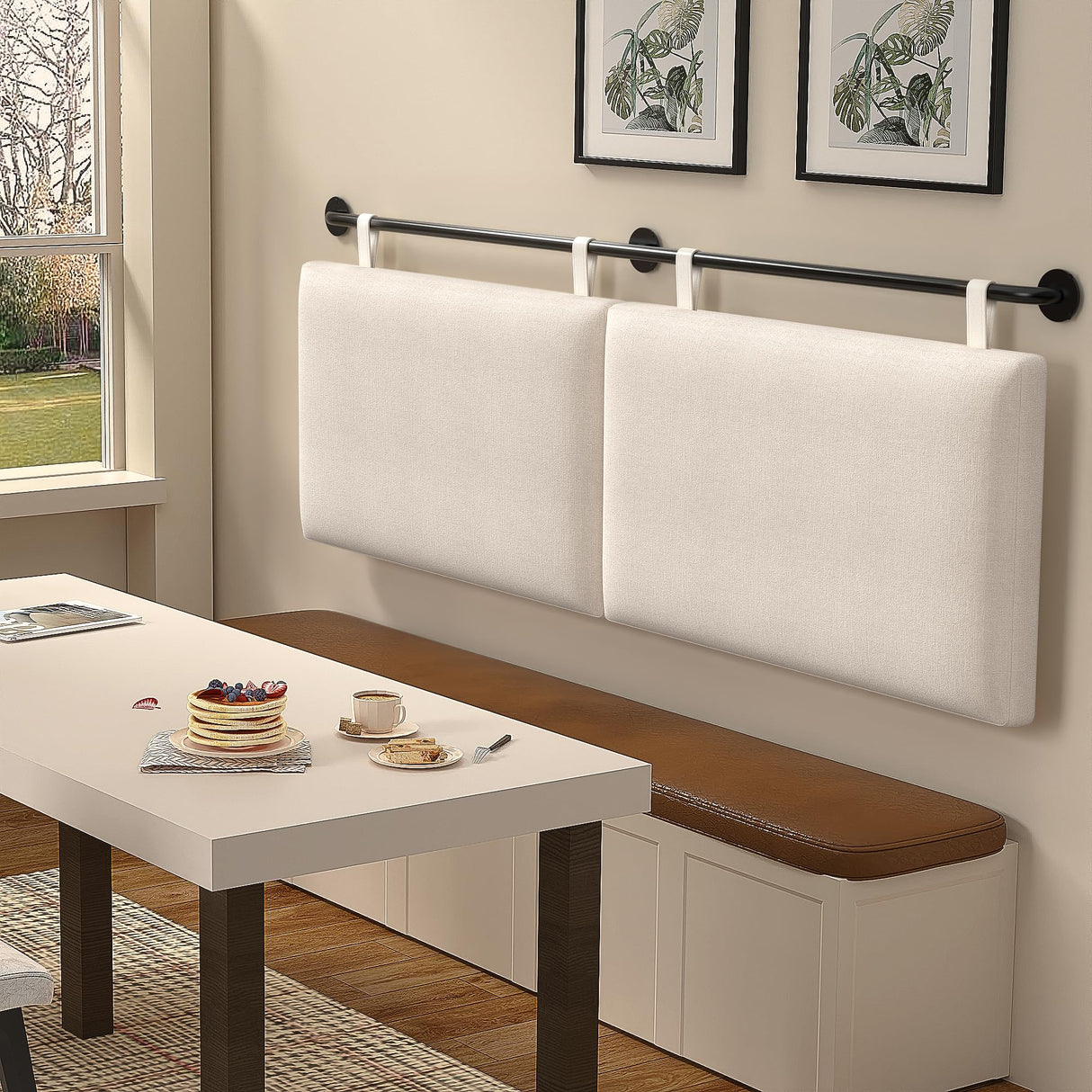 BSHOMGI King Headboard, Wall Mounted Headboards for Bed with Linen Upholstery Hanging Headboard for Bedroom Thanksgiving Day, Christmas for Family(Beige, King) BSHOMGI