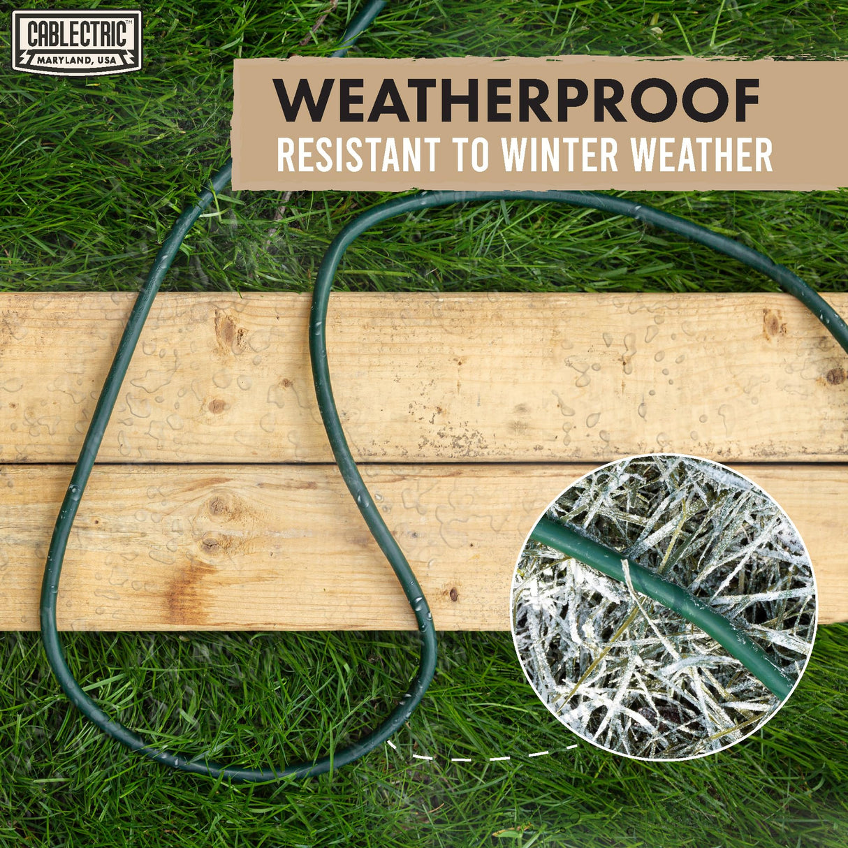 Cablectric 75 ft Outdoor Extension Cord 3 Prong, 16/3 SJTW Weatherproof Green Extension Cord 75ft, Heavy Duty Long Exterior Power Cable for Outside, Landscaping & Outdoor Lights Cablectric