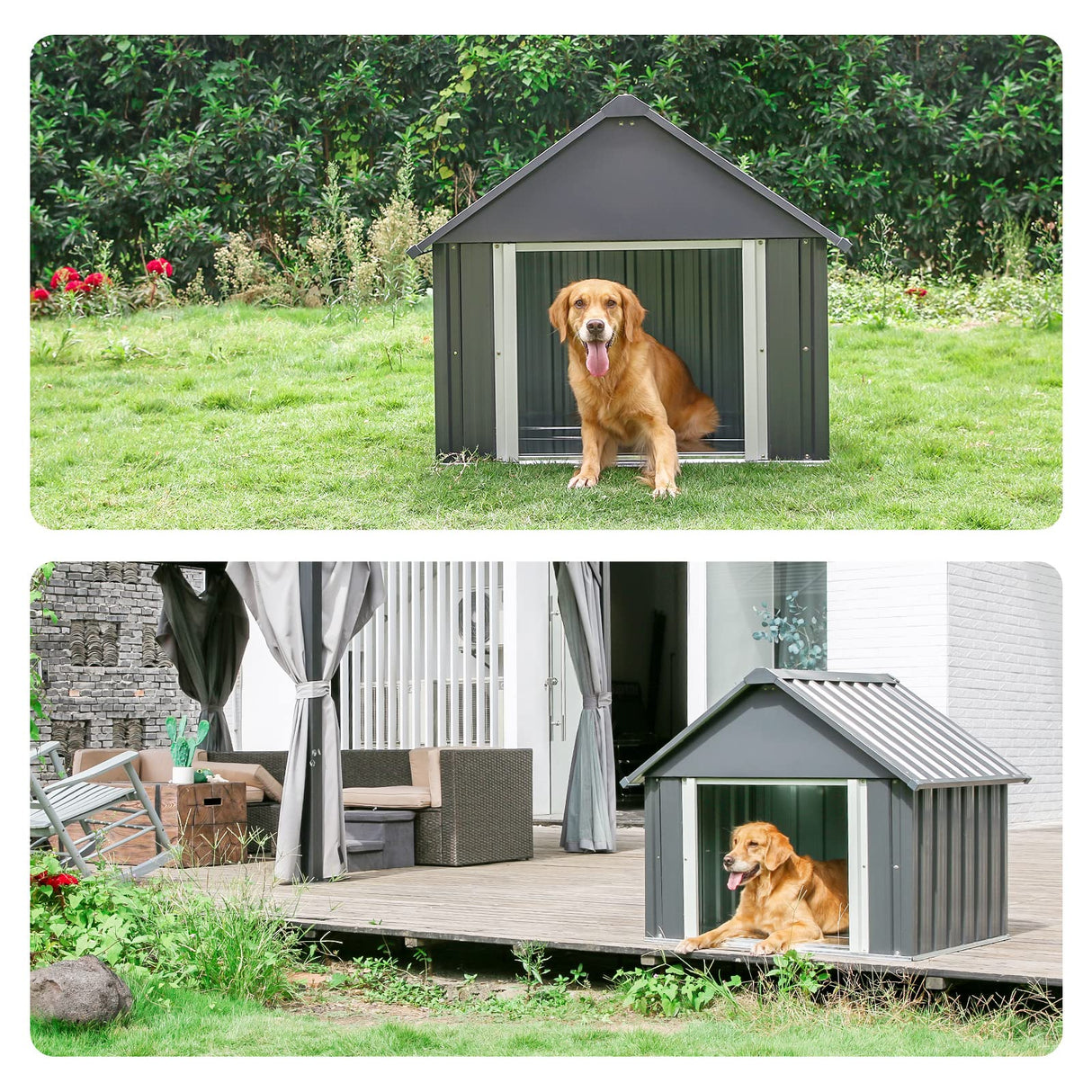 RYPetmia 34 X 38 X 35 Inches Dog House, Indoor Outdoor Doghouse for Medium Large Dogs, Weatherproof Puppy Shelter Sturdy and Long-Lasting Dog Houses RYpetmia