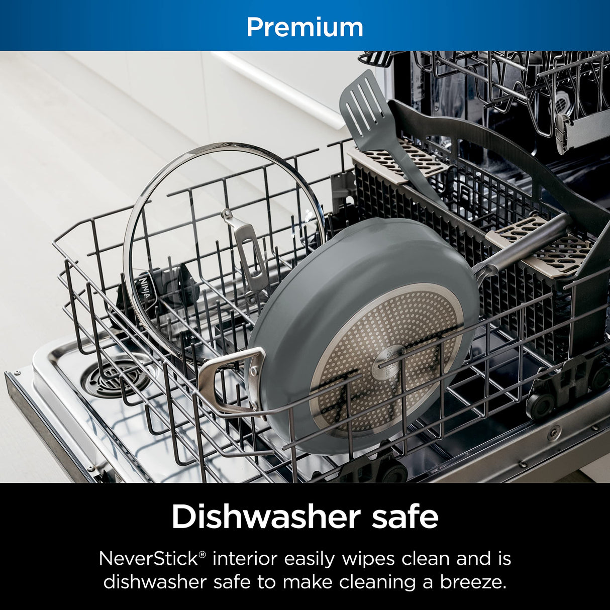 Ninja Foodi NeverStick 4 Quart Pan with Lid, Strainer, & Spatula, Oven Safe, Sea Salt Grey Ninja