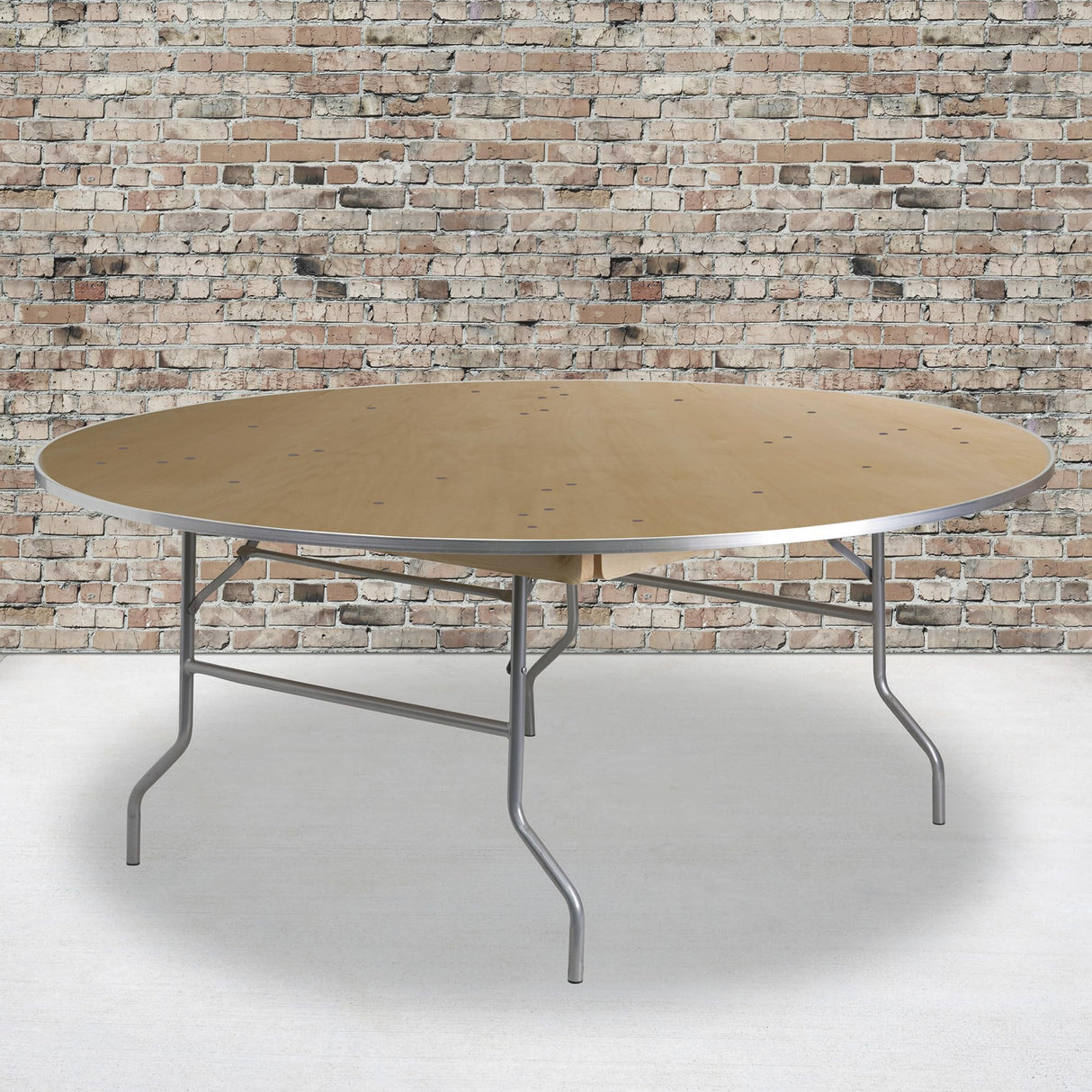 Flash Furniture 6-Foot Round HEAVY DUTY Birchwood Folding Banquet Table with METAL Edges Flash Furniture