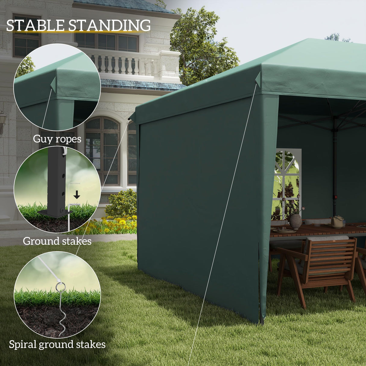 Outsunny 10' x 20' Pop Up Canopy Tent with 4 Sidewalls, Heavy Duty Tents for Parties, Outdoor Instant Gazebo with Carrying Bag for Garden, Patio, Green Outsunny