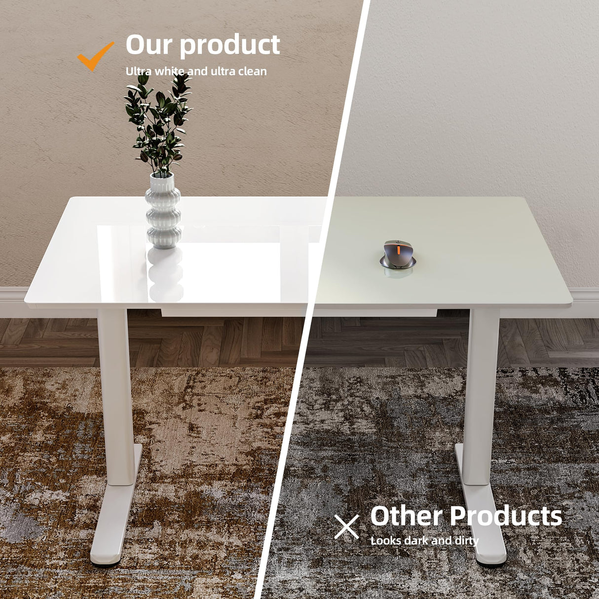 Claiks Glass Standing Desk with Drawers, 48×24 Inch Electric Adjustable Height Stand Up Desk Quick Install Computer Desk, White Claiks