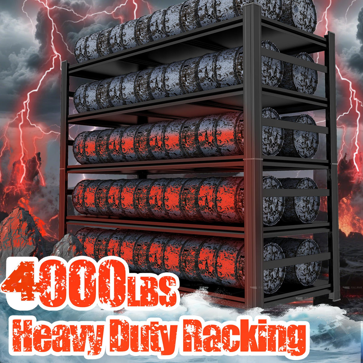 87" H Garage Shelving Unit and Storage, 48"W Heavy-Duty Adjustable Shelf Easy Assembly, 5-Tier Steel Shelves for Storage, Metal Garage Shelving for Industrial, Warehouse, Basement, Pantry, Black PRESTELION