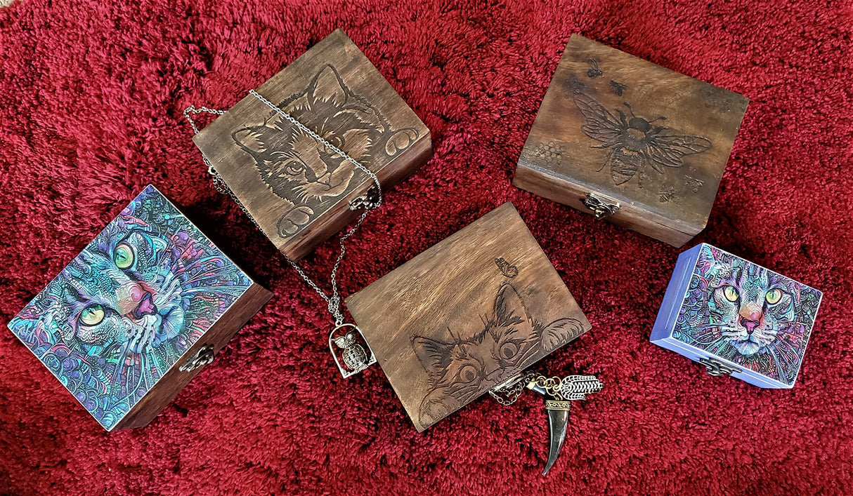 Engraved Kitty Cat Jewelry Box Beautiful Trinket Keepsake Box,Earrings Necklace Storage Box for Girls Women,Gift Idea Valentine's Day, Weddings, Animals Cat Lover Gifts Ornament for Home Décor JB&C Premium