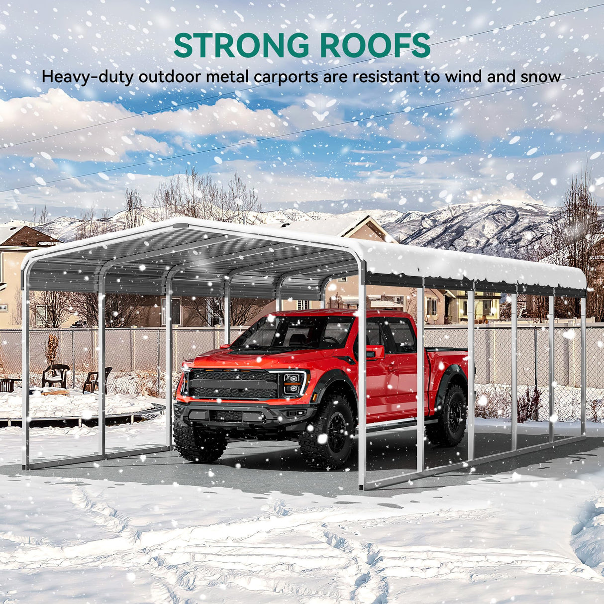 YITAHOME 12 x 20 FT Outdoor Metal Carport, Heavy Duty Carport Canopy for Outside with Metal Roof, Garage Car Shelter Shade for Boats, Car, Truck, Gray YITAHOME