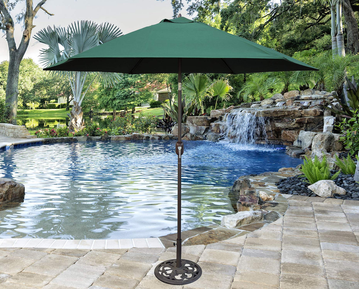 TropiShade 9 ft Bronze Aluminum Polyester Market Umbrella with Green Polyester Cover (Base not included) Tropishade