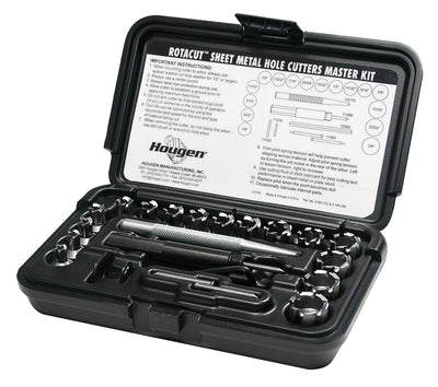 Hougen 11085 RotaCut Hole Cutter Master Kit - Fractional 21 Piece, 1/4 to 3/4" Cutter Diameter, 1/4" Cutting Depth